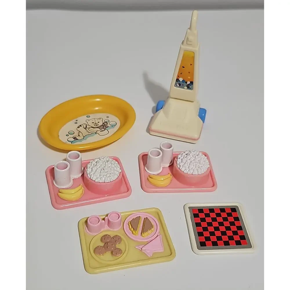 Vintage Fisher Price 90s Loving Family Doll House Furniture Pool Van Dog Cat